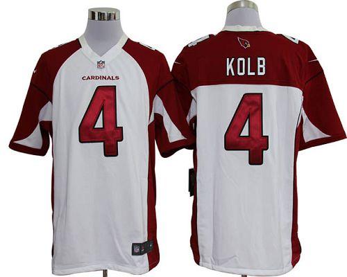 NFL West Arizona Cardinals 4 Kevin Kolb Men's White Game Jersey